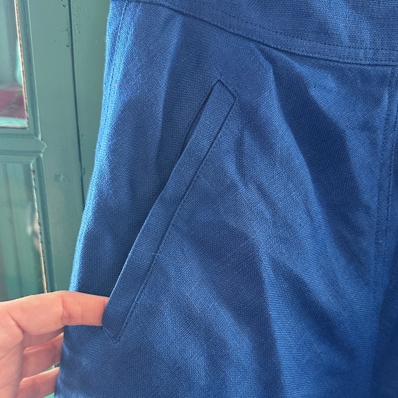 Vintage Linen Liz Sport Blue Women's Skirt with side button details - Picture 4 of 6